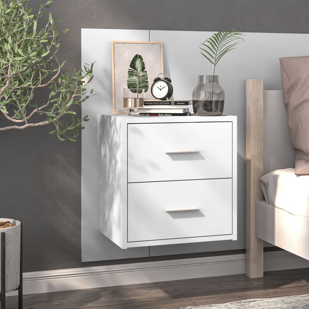 810990 vidaXL Wall-mounted Bedside Cabinets 2 pcs White