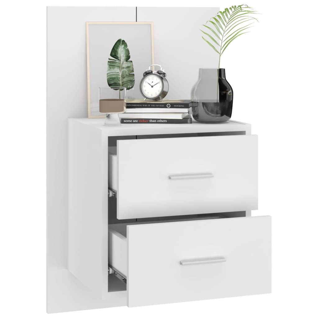 810990 vidaXL Wall-mounted Bedside Cabinets 2 pcs White