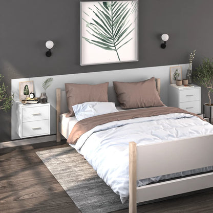 810990 vidaXL Wall-mounted Bedside Cabinets 2 pcs White