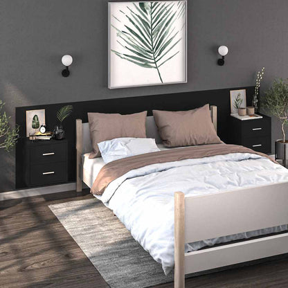 810991 vidaXL Wall-mounted Bedside Cabinet Black