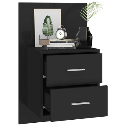810991 vidaXL Wall-mounted Bedside Cabinet Black