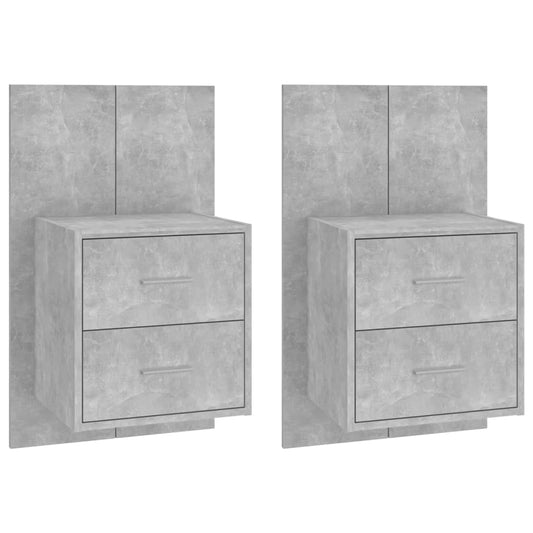 810998 vidaXL Wall-mounted Bedside Cabinets 2 pcs Concrete Grey