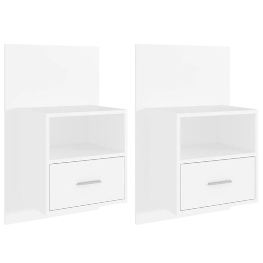 811008 vidaXL Wall-mounted Bedside Cabinets 2 pcs White