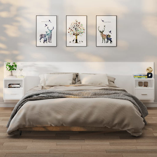 811008 vidaXL Wall-mounted Bedside Cabinets 2 pcs White