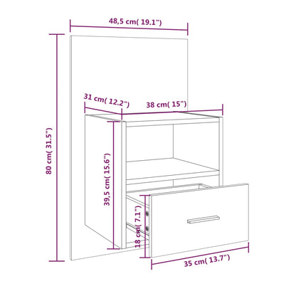 Wall-mounted Bedside Cabinets 2 pcs Concrete Grey