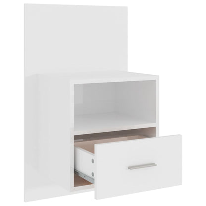 811019 vidaXL Wall-mounted Bedside Cabinet High Gloss White
