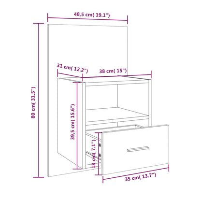 811019 vidaXL Wall-mounted Bedside Cabinet High Gloss White