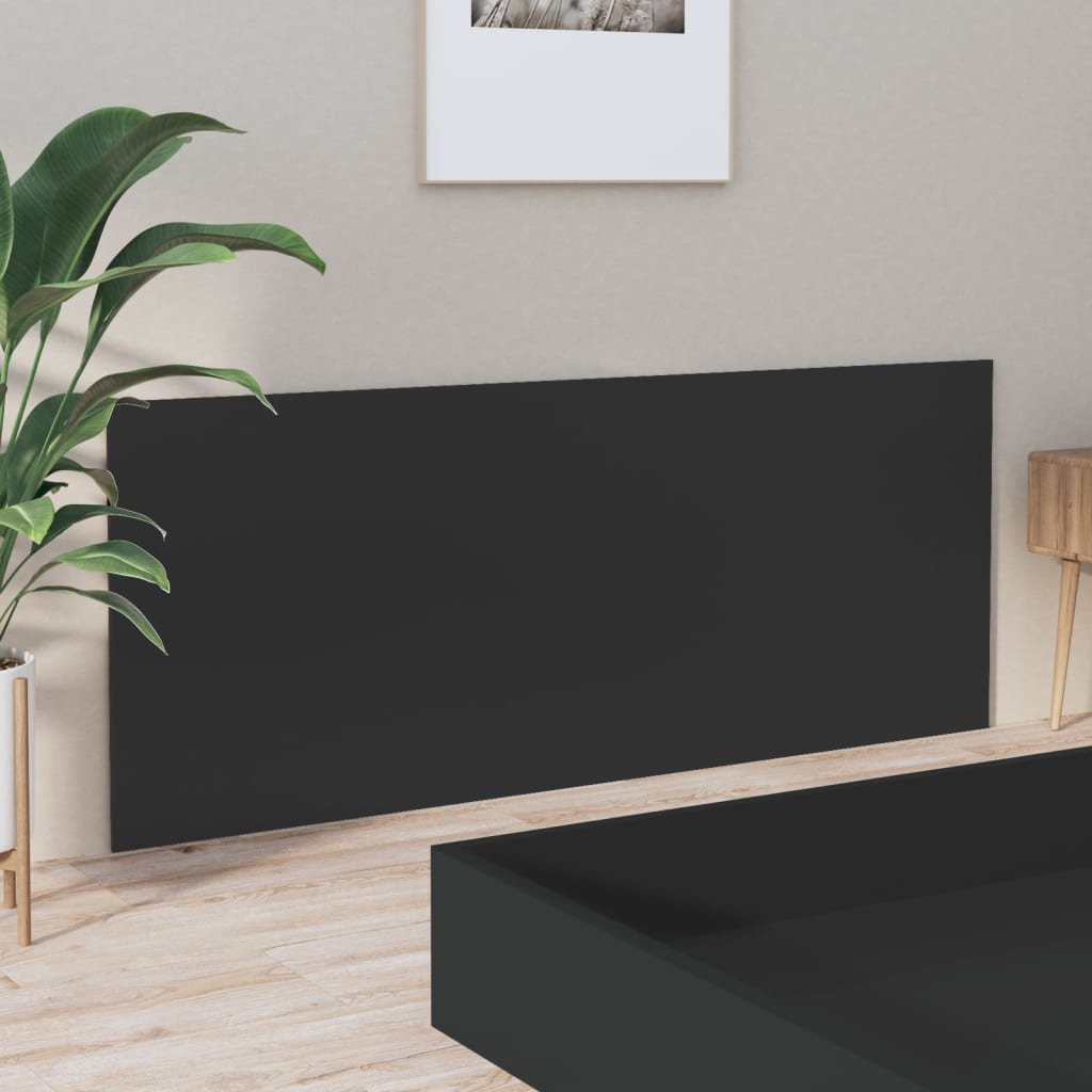 Bed Headboard | Black | Engineered wood | Double | Decorative Inlays