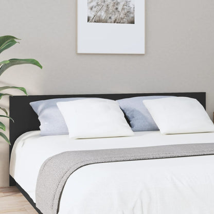 Bed Headboard | Black | Engineered wood | Double | Decorative Inlays