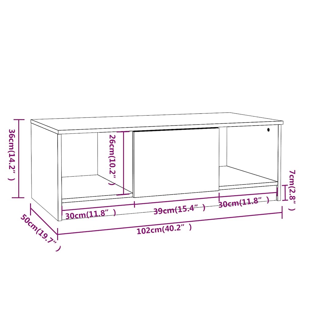 Coffee Table Sonoma Oak 102x50x36 cm Engineered Wood