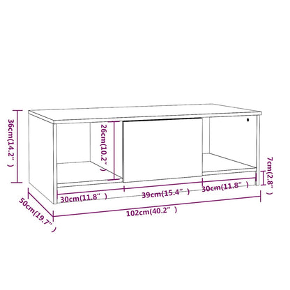 Coffee Table Concrete Grey 102x50x36 cm Engineered Wood