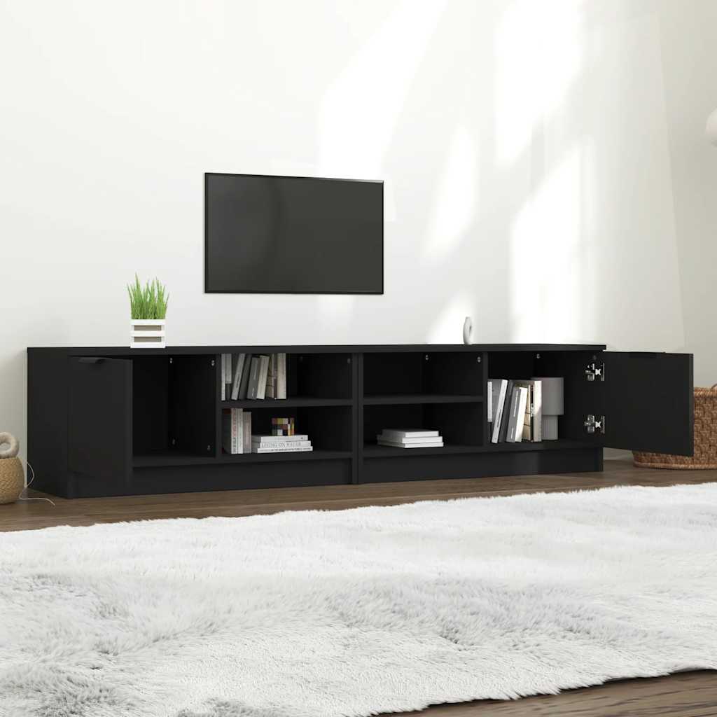 TV Cabinet | Set of 2 | Black | Engineered wood | Compact | TV Cabinet