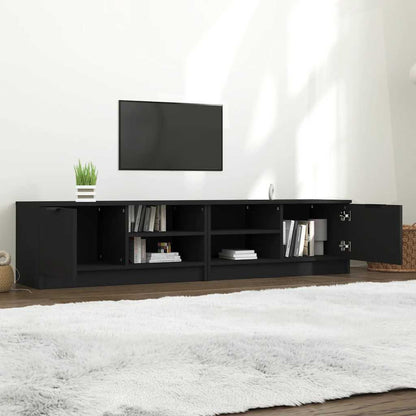 TV Cabinet | Set of 2 | Black | Engineered wood | Compact | TV Cabinet