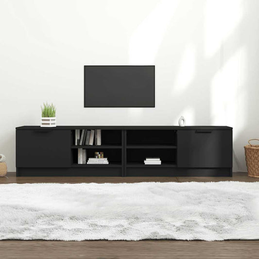 TV Cabinet | Set of 2 | Black | Engineered wood | Compact | TV Cabinet