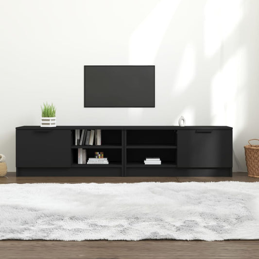 TV Cabinet | Set of 2 | Black | Engineered wood | Compact | TV Cabinet