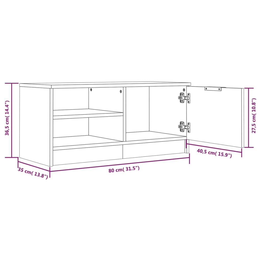 TV Cabinet Sonoma Oak 80x35x36.5 cm Engineered Wood