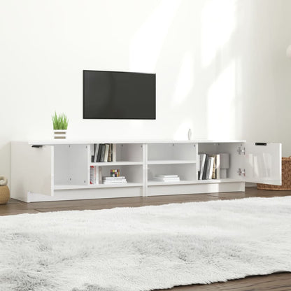 2 Piece TV Cabinet Set High Gloss White 80x35x36,5cm Engineered Wood