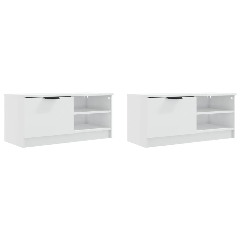 2 Piece TV Cabinet Set High Gloss White 80x35x36,5cm Engineered Wood