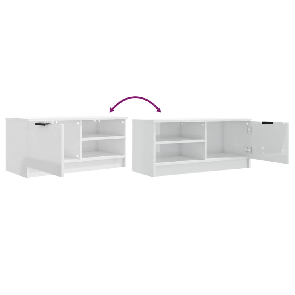 2 Piece TV Cabinet Set High Gloss White 80x35x36,5cm Engineered Wood