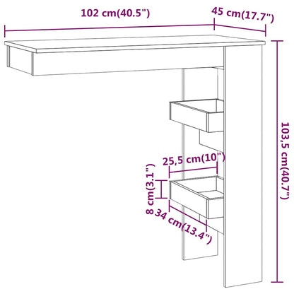Wall Bar Table White 102x45x103,5 cm Engineered Wood