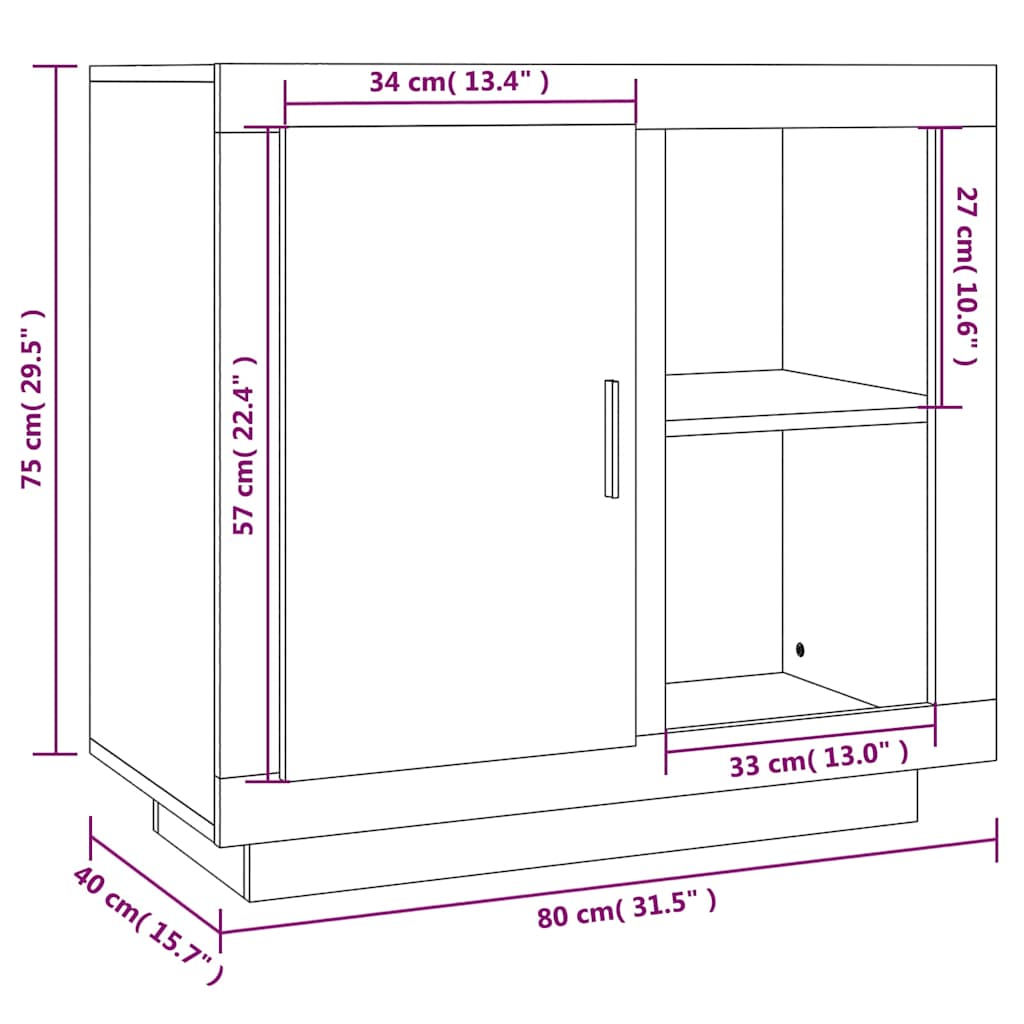 Sideboard Sonoma Oak 80x40x75 cm