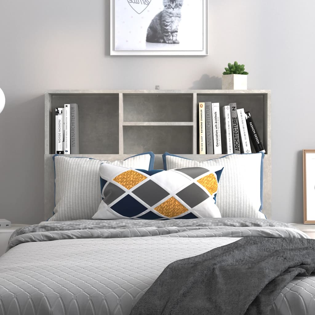 Headboard Cabinet Concrete Grey 100x19x103.5 cm