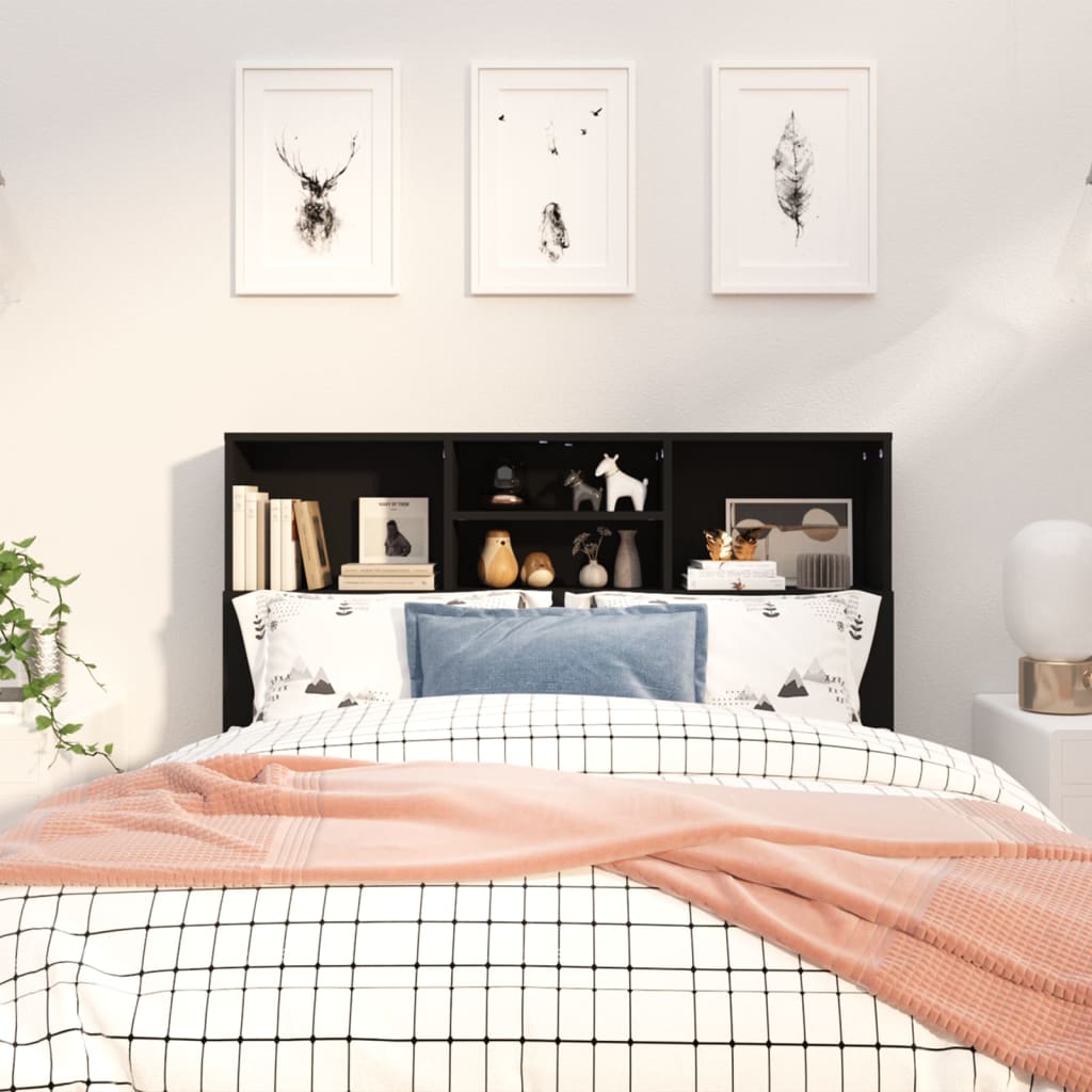 Headboard Cabinet | Black | Engineered Wood | Medium | Headboard Cabinet