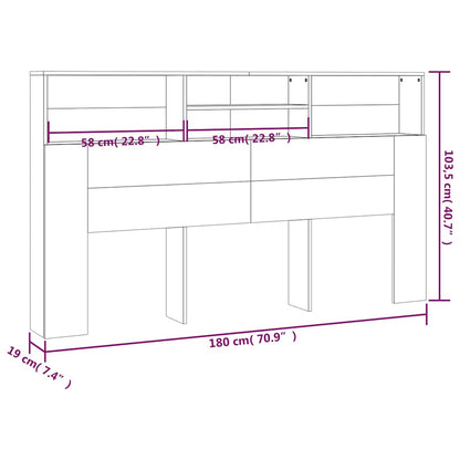 811880 vidaXL Headboard Cabinet White 180x19x103,5 cm