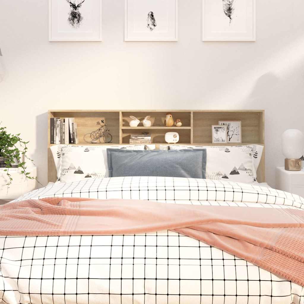 Headboard Cabinet Sonoma Oak 180x19x103,5 cm Engineered Wood