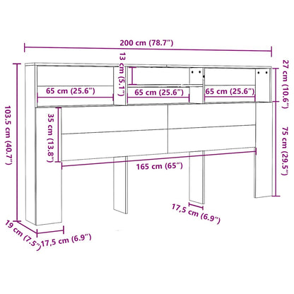 Headboard Cabinet Sonoma Oak 200x19x103.5 cm
