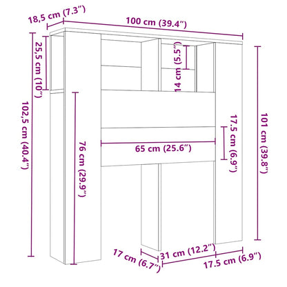 Headboard Cabinet | White | Engineered wood | Large | Headboard Cabinet