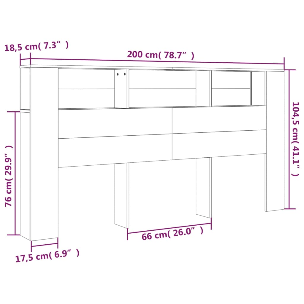 Headboard Cabinet Sonoma Oak 200x18.5x104.5 cm