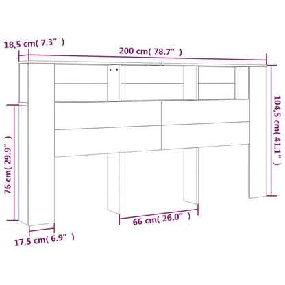 Headboard Cabinet Sonoma Oak 200x18.5x104.5 cm