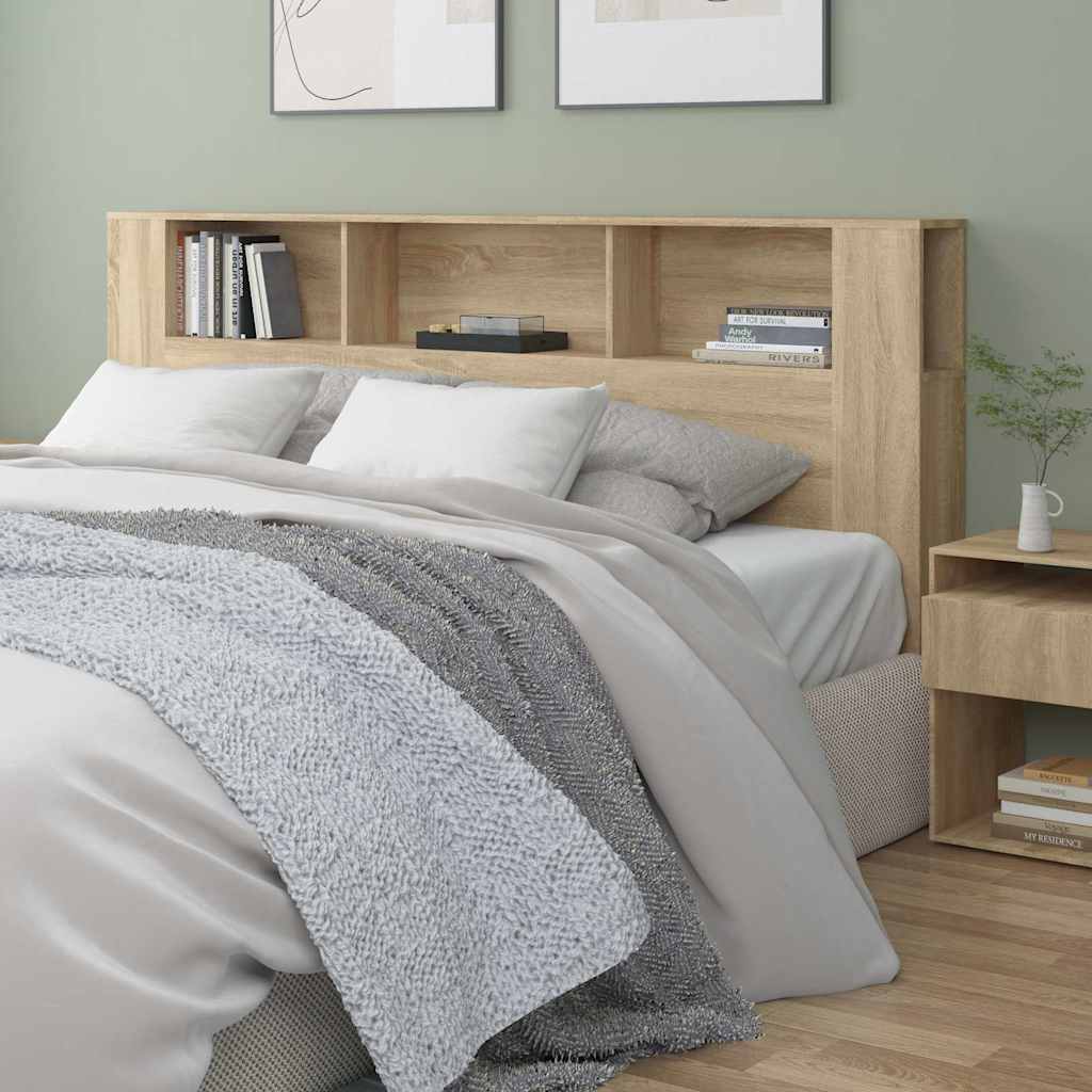 Headboard Cabinet Sonoma Oak 200x18,5x104,5 cm Engineered Wood