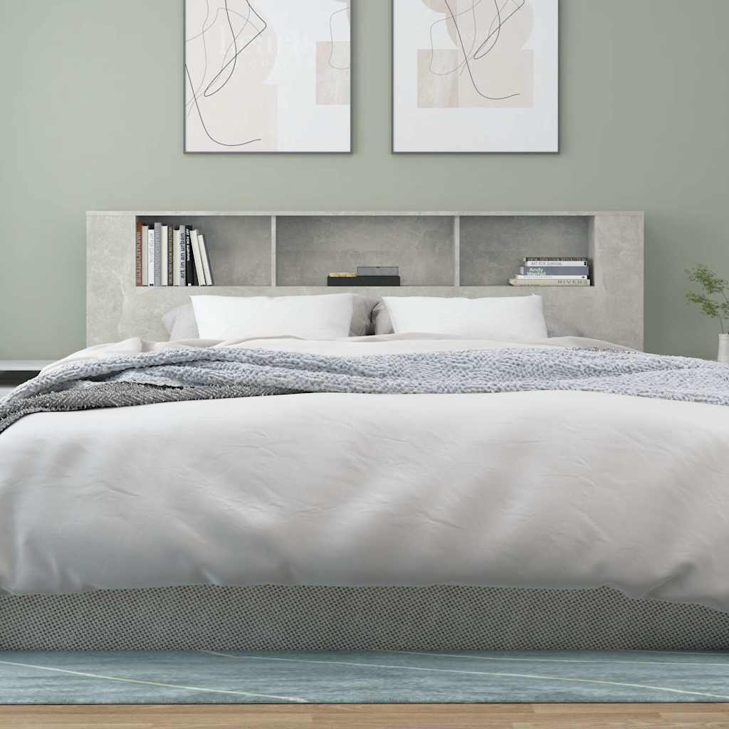 811956 vidaXL Headboard Cabinet Concrete Grey 200x18,5x104,5 cm
