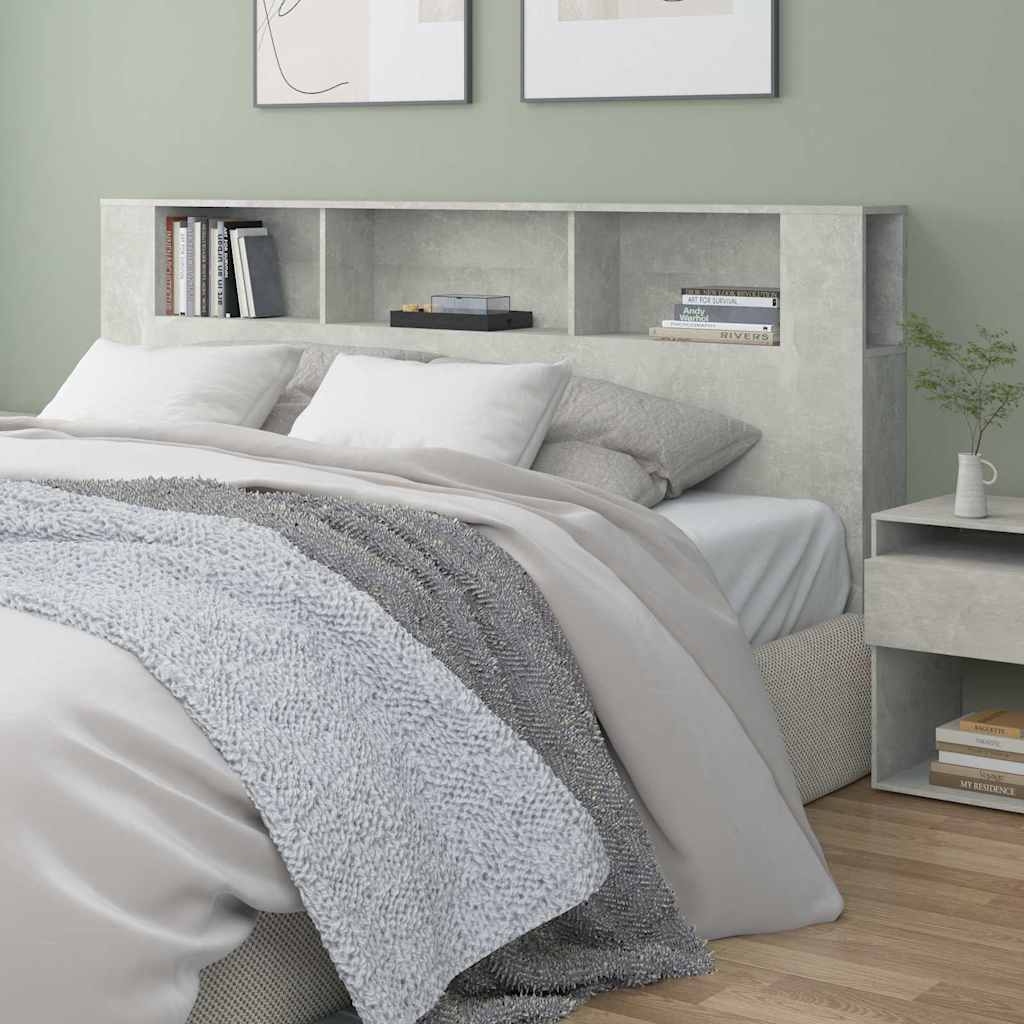 811956 vidaXL Headboard Cabinet Concrete Grey 200x18,5x104,5 cm