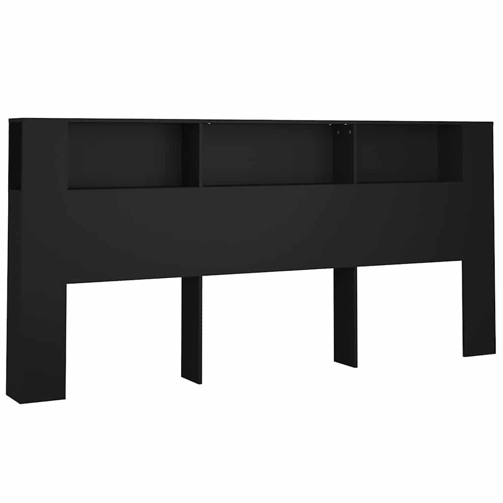 Headboard Cabinet Black 220x18,5x104,5 cm