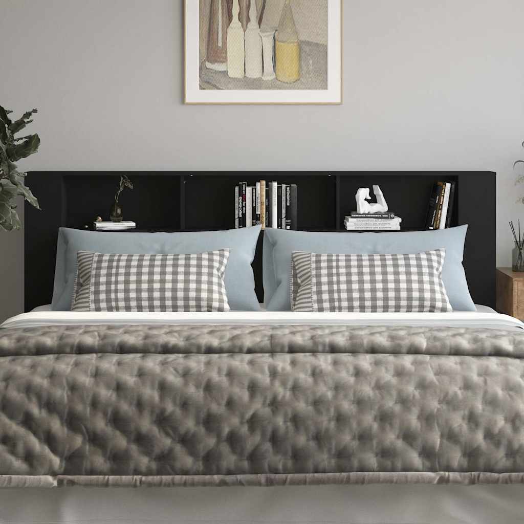 Headboard Cabinet Black 220x18,5x104,5 cm