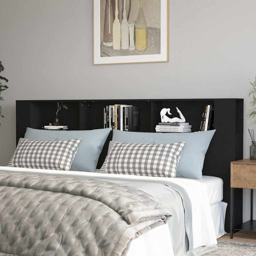 Headboard Cabinet Black 220x18,5x104,5 cm