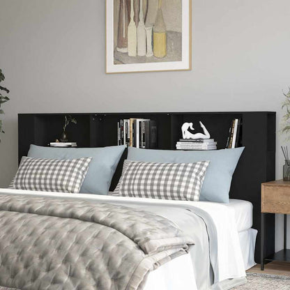 Headboard Cabinet Black 220x18,5x104,5 cm