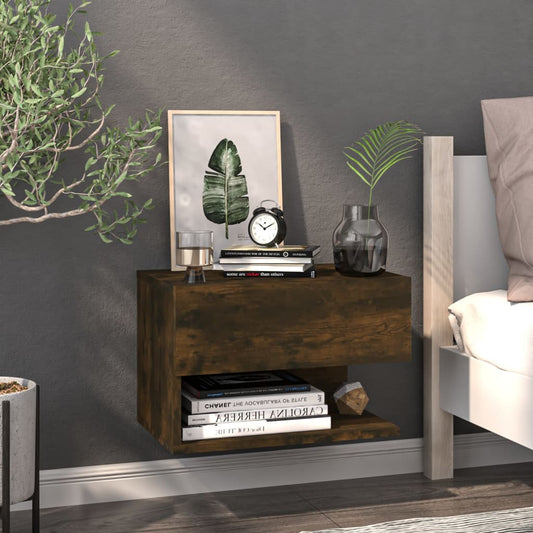 816946 vidaXL Wall-mounted Bedside Cabinet Smoked Oak