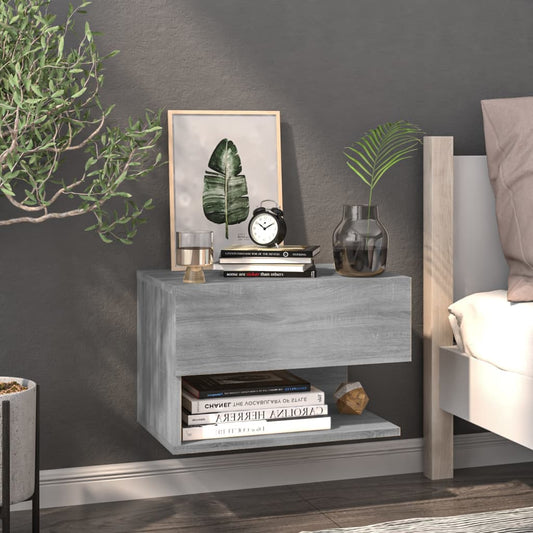816948 vidaXL Wall-mounted Bedside Cabinet Grey Sonoma