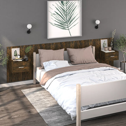 Wall-mounted Bedside Cabinet Smoked Oak