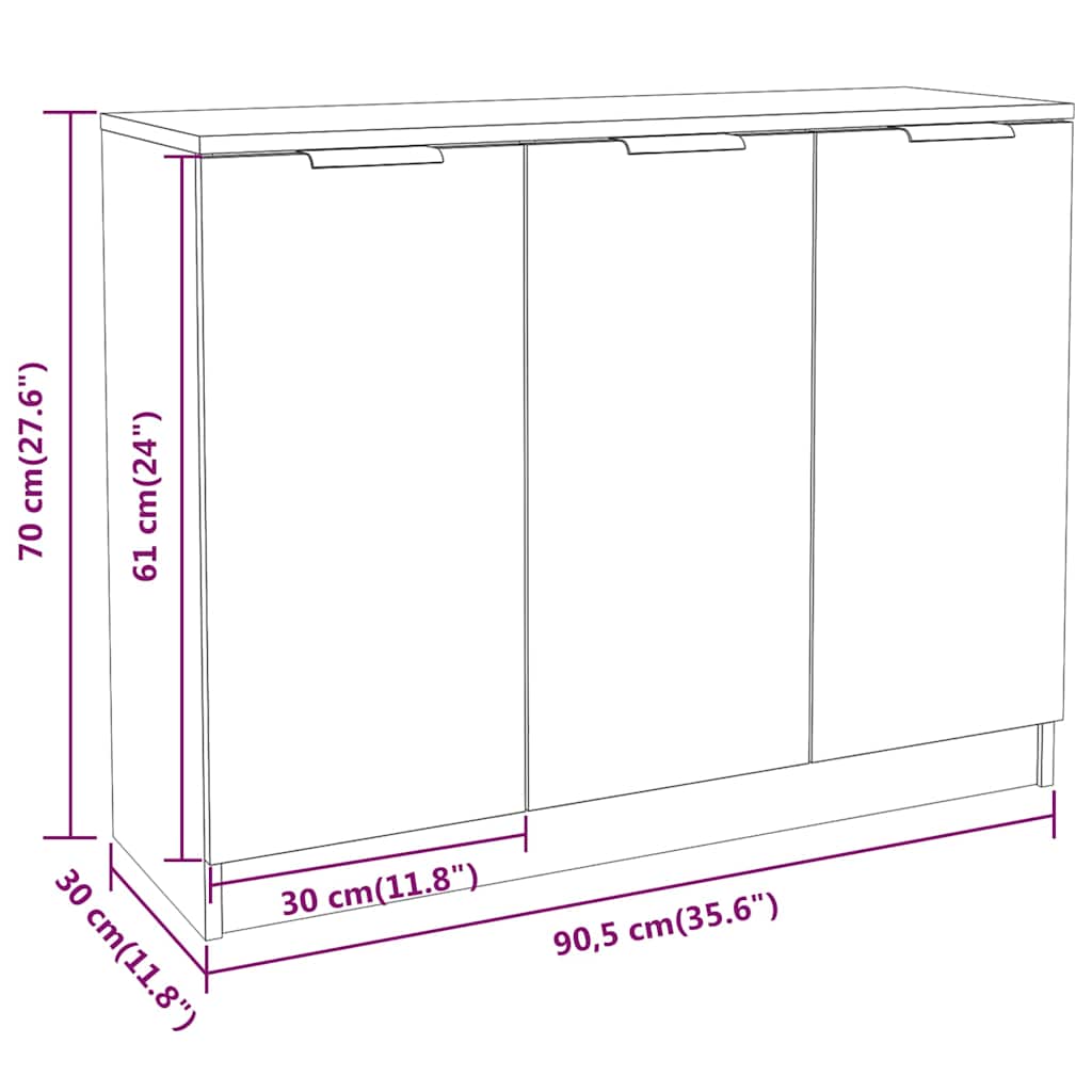 Sideboard Grey Sonoma 90,5x30x70 cm Engineered Wood