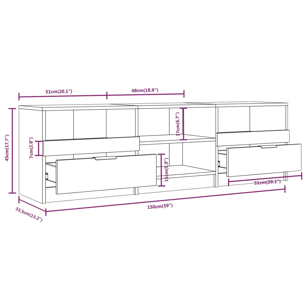 TV Cabinet | Smoked Oak | Engineered Wood | Large | TV Cabinet