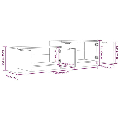TV Cabinet Smoked Oak 158,5x36x45 cm Engineered Wood