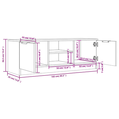 TV Cabinet Smoked Oak 102x35x36.5 cm Engineered Wood