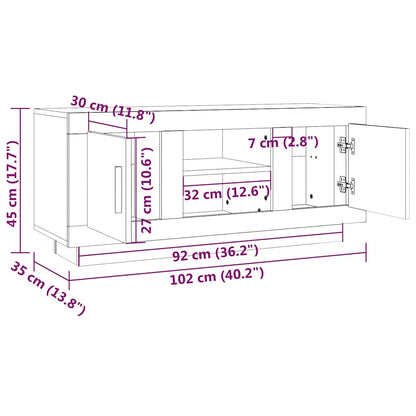 TV Cabinet Smoked Oak 102x35x45 cm Engineered Wood