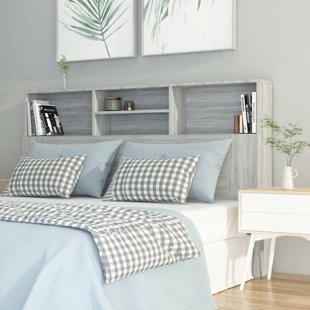 817253 vidaXL Headboard Cabinet Grey Sonoma 160x19x103,5 cm