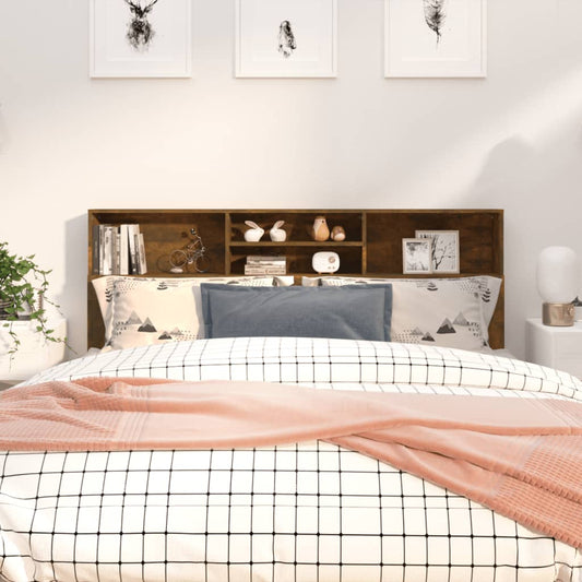 817255 vidaXL Headboard Cabinet Smoked oak 180x19x103,5 cm